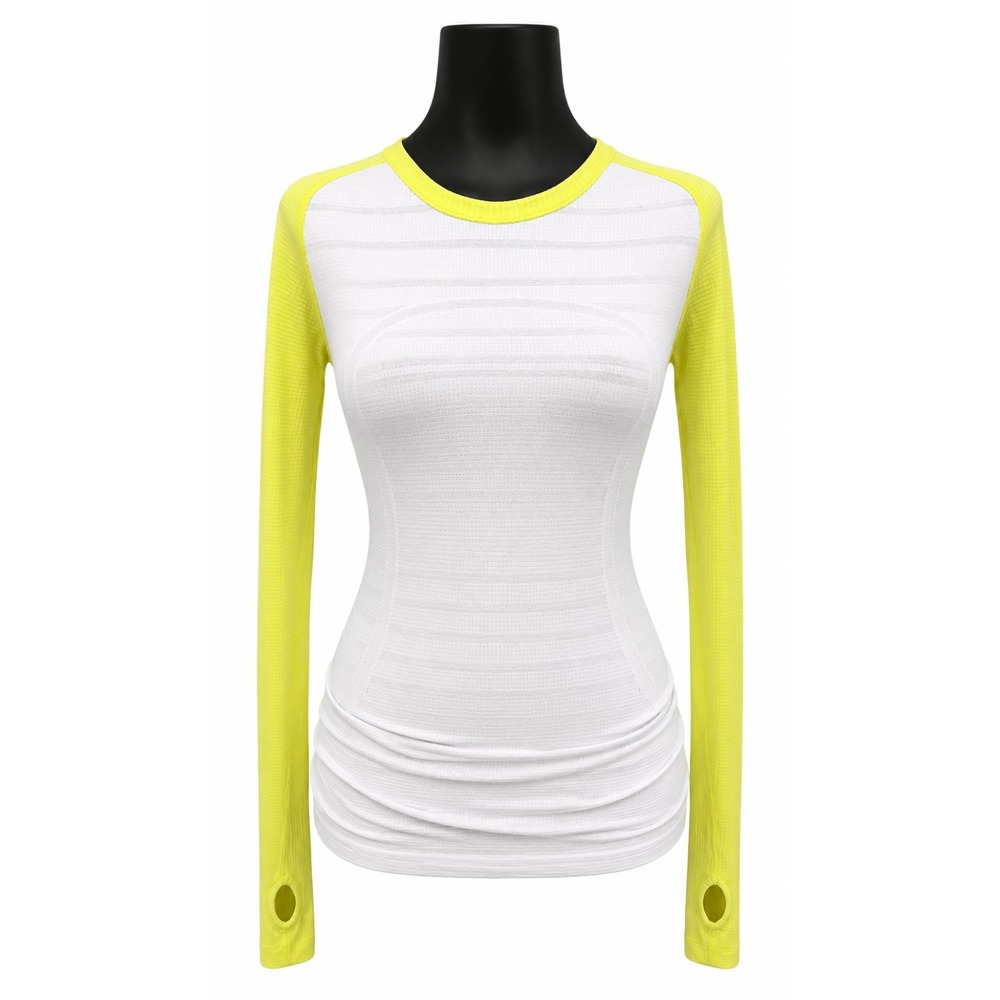 Lululemon Athletica Womens Long Raglan Sleeve T-Shirt Top Size 8 Silver Knit